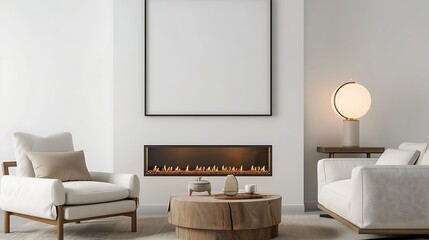 Modern Interior of Stylish Living Room ,Wall Mock Up, Frame , Poster with Beautiful Background, 3d render