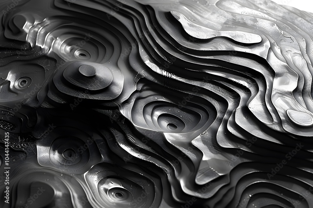 Aufkleber abstract black and white textured surface with fluid-like patterns
