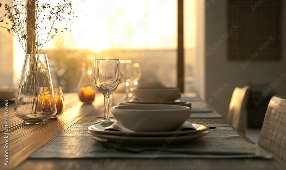 Poster elegant dining table setting in soft light