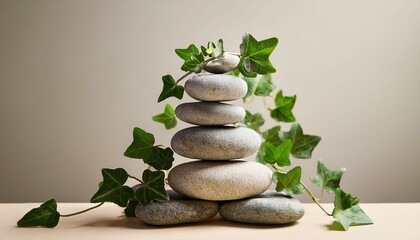 zen stones and leaves