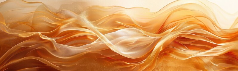 Obraz premium Abstract of a golden fabric with a soft wave, banner, copy space
