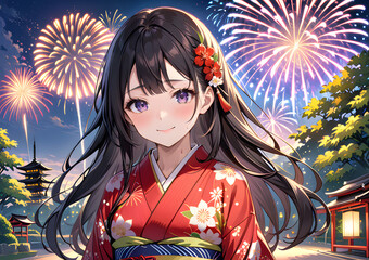 Animation of a girl in a kimono