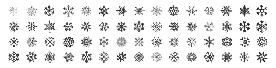 Snowflake set on isolated transparent background. Frost background. Christmas icon