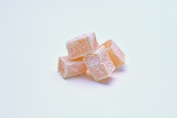 Turkish delight oriental sweetness on a white background close-up