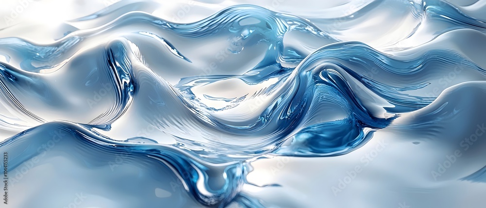 Poster an artistic close-up of gently flowing blue water waves, showcasing smooth textures and a dynamic mo