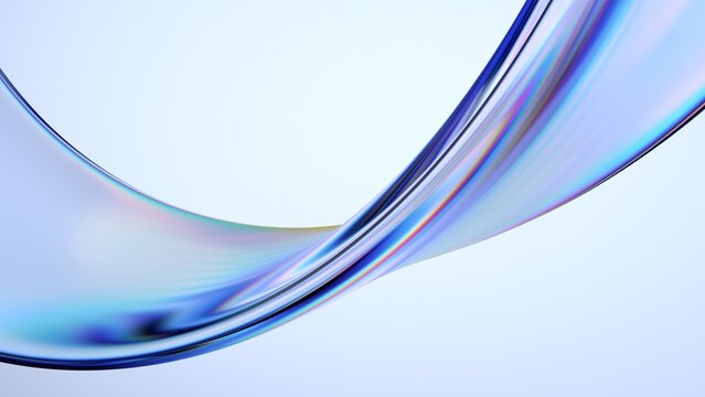Fototapeta Abstract minimalist design, curved glass shape, 3d render