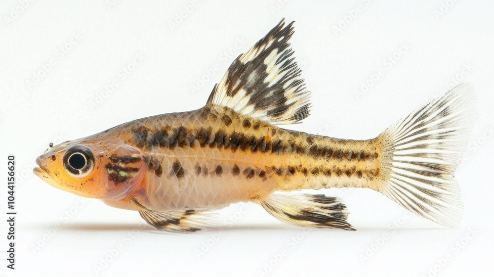 Poster pygmy corydoras glides effortlessly displaying its stunning patterns and lively demeanor in a clear 