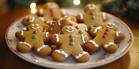 Festive Christmas Gingerbread Cookies on the Table