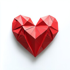 Paper red heart on white background	