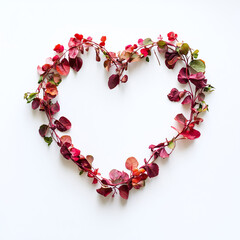 Obraz premium Flower frame shaped like a heart on white background