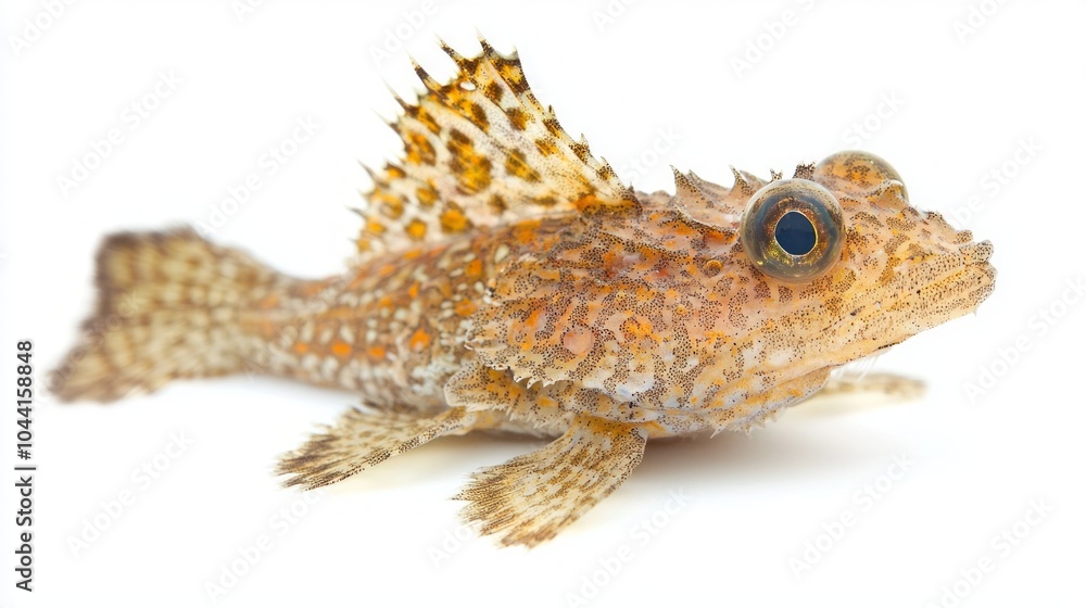 Poster cottidae sculpin fish is displayed against a clean white background illustrating its distinctive tex