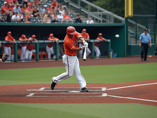 Obraz premium Baseball player hitting a home run during a game