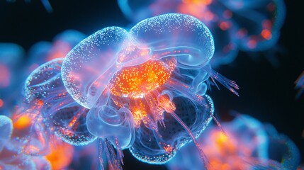 Neon Lights of the Abyss: A Stunning Bioluminescent Deep-Sea World