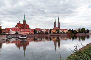 Old Wroclaw embankment view in Poland