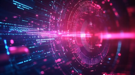 Fototapeta premium Dynamic Data Networks Utilizing Blue and Red Lights for Security picture