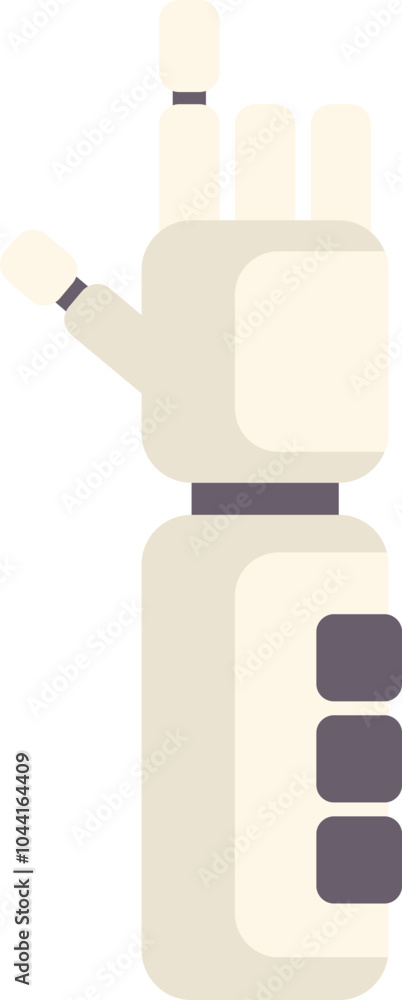 Poster cartoon robot hand with index finger pointing up, isolated on white background