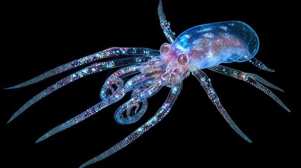 Mesmerizing Deep-Sea Squid: Vibrant Colors & Adaptations in the Abyss | Ultra-Detailed Underwater Creature Photography