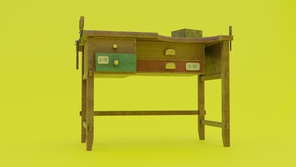 workbench with hammer and screwdriver