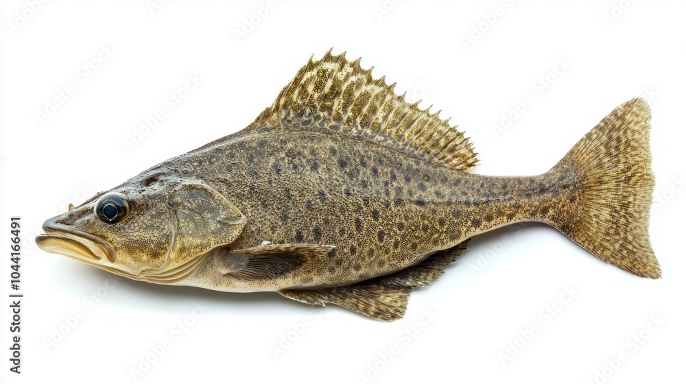 Poster representation highlights the intricate details of a flounder illustrating its distinctive shape col