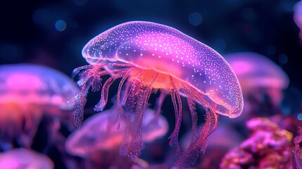 Enchanting Bioluminescent Creatures in Deep Sea Exploration, Captivating Underwater World of Glowing Marine Life