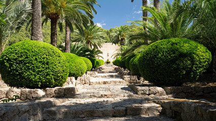 Botanical Path in Alfabia Gardens, Mallorca, Balearic Islands, Spain