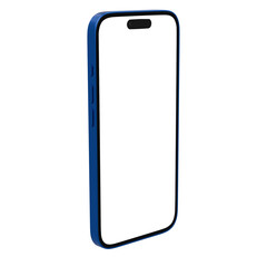Blue Mobile phone mockup with transparent background