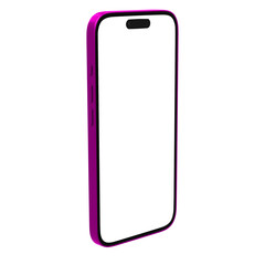 Pink Mobile phone mockup with transparent background