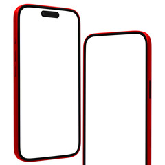 Red Mobile phone mockup with transparent background