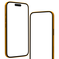 Yellow Mobile phone mockup with transparent background