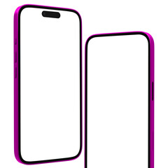 Pink Mobile phone mockup with transparent background