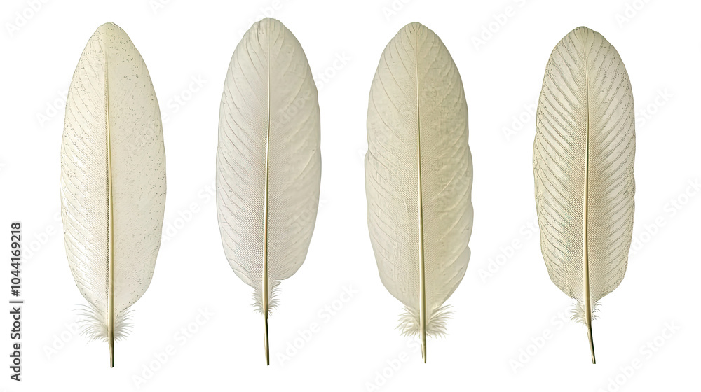 Poster white feathers on transparent background for projects generative ai