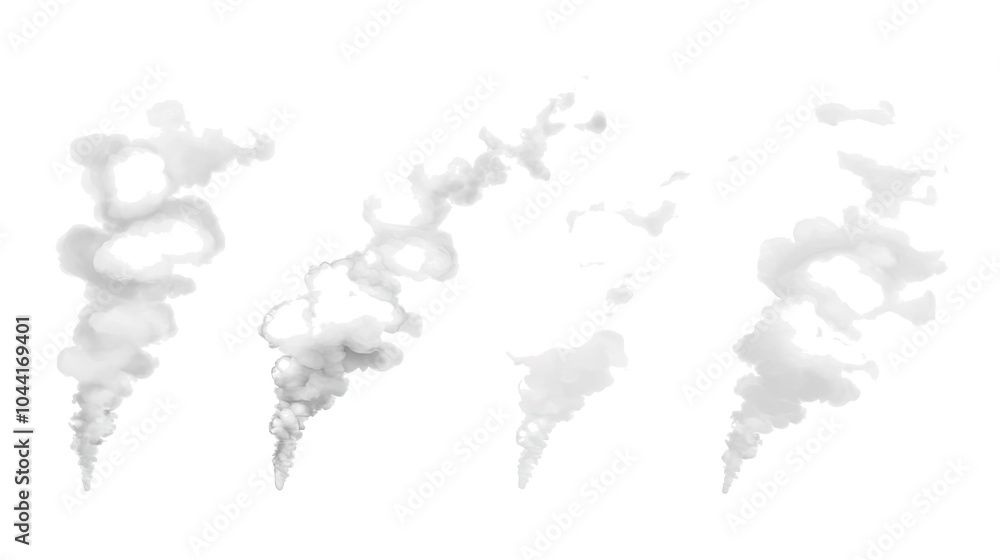 Poster collection of white fog and smoke clouds on a transparent background generative ai