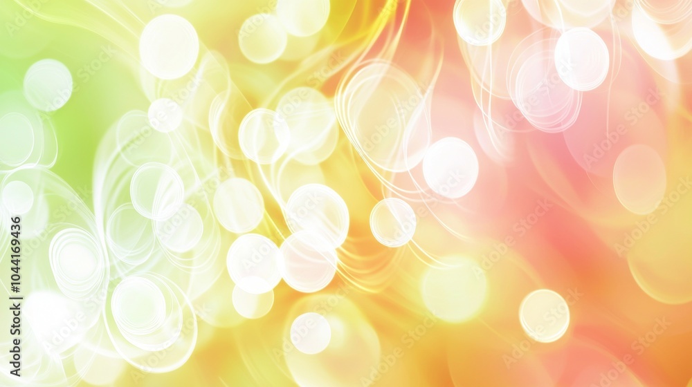 Poster Swirling pastel shapes create a vibrant abstract background perfect for tech or design projects, blending soft hues in a modern pattern with a touch of magic and creativity
