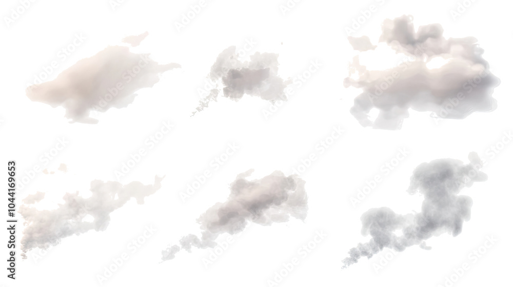 Poster white fog smoke and steam clouds on transparent background generative ai