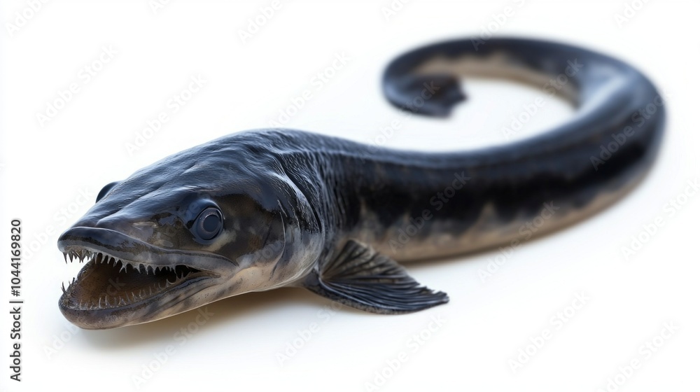 Poster hagfish myxini is displayed against white backdrop highlighting elongated eel like body distinctive 