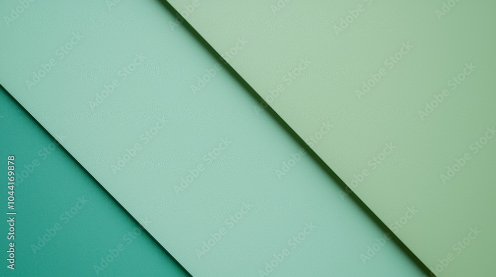 Poster green paper layers overlap, creating a gradient effect with shadows. geometric shapes give a modern 