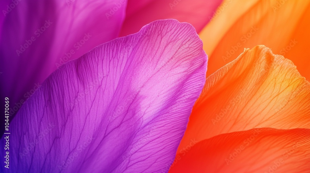 Poster backlit flower petals create a colorful abstract background with delicate veins and vibrant hues ble