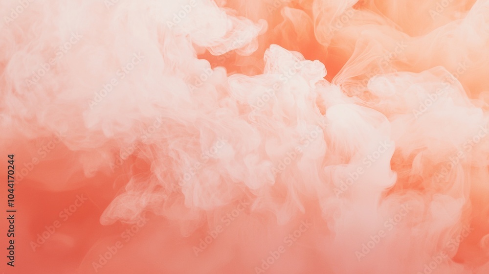 Aufkleber white ink gracefully dissolves in water, creating elegant shapes blending into a coral background, s