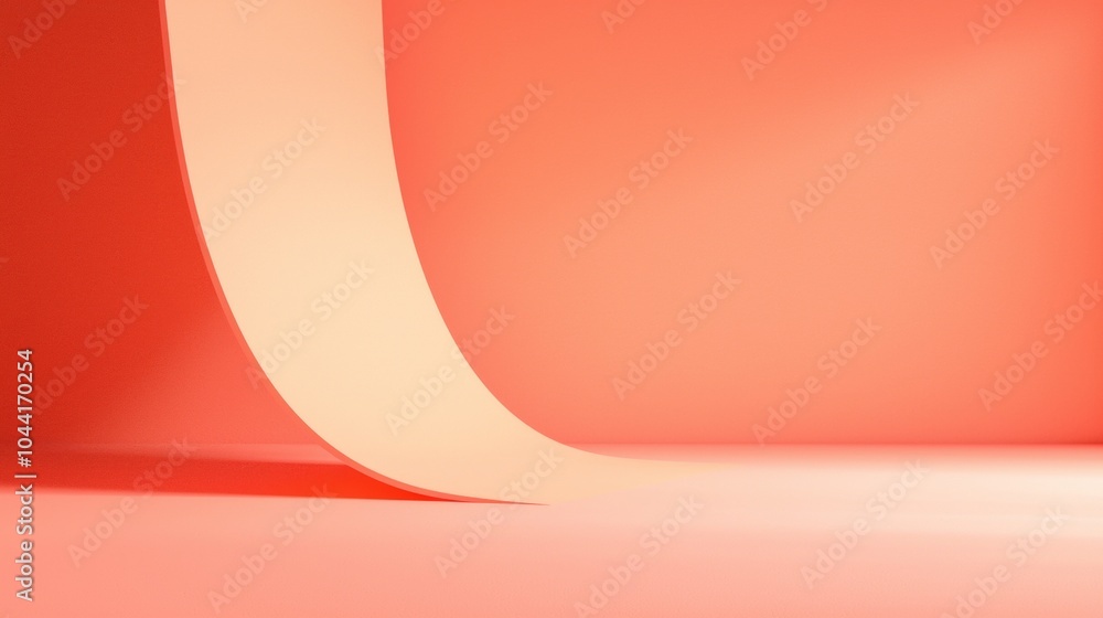Poster minimal background for product display featuring a curved wall and a podium, creating a modern and e