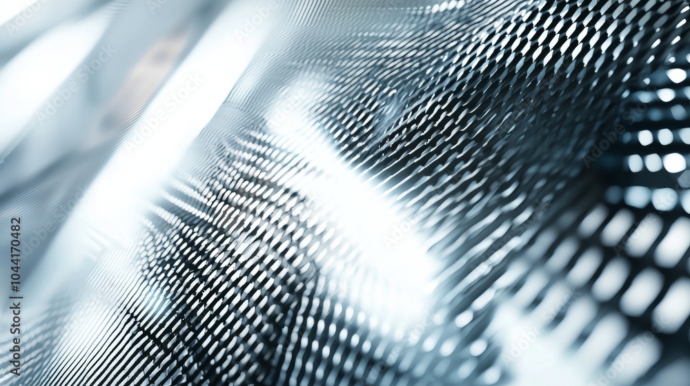 Poster metallic structure creating a wave pattern with reflections, ideal for websites and presentations ab