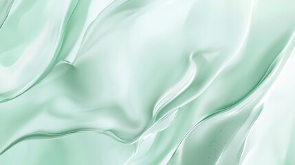 Obraz premium Soothing mint green cosmetic gel flows gracefully in abstract waves, exuding freshness and elegance, perfect for skincare and beauty concepts