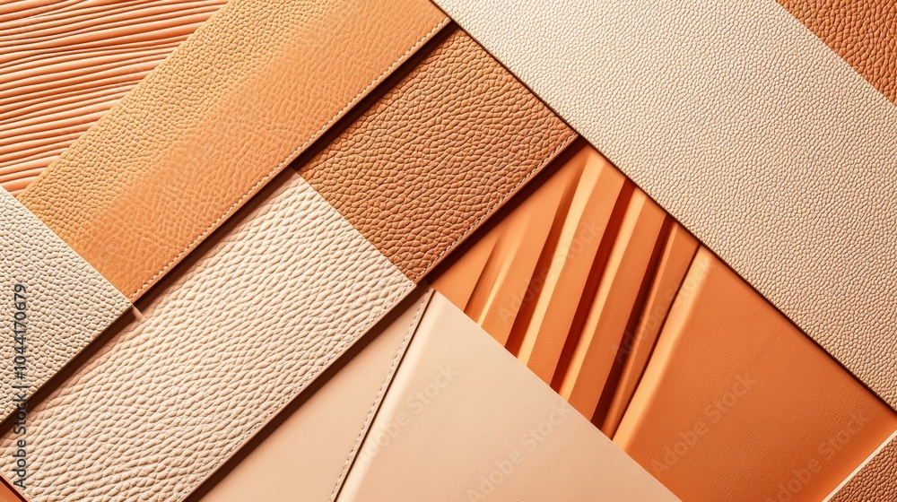 Poster beautiful flat lay arrangement of leather and fabric swatches creating a visually appealing abstract