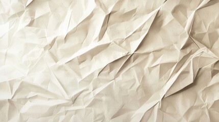 Obraz premium Crumpled paper texture in white and beige, creating a vintage and grunge background with intricate patterns and folds. Perfect for unique design projects