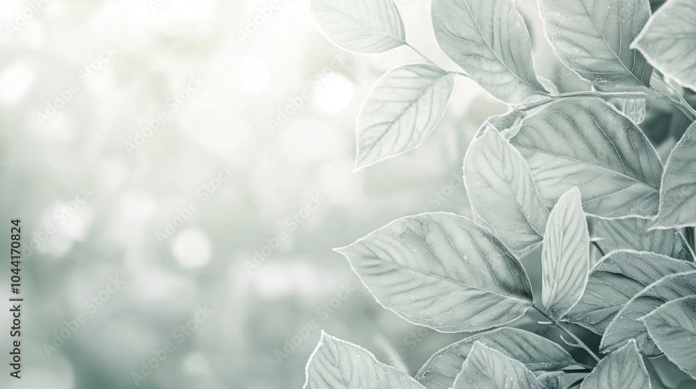 Poster sunlight filters through delicate silver leaves, casting a soft glow and creating mesmerizing bokeh 
