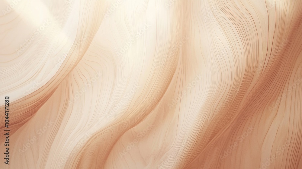 Poster flowing lines on a beige background create a modern, elegant design with a soft texture. warm pastel