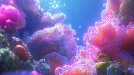 Obraz premium Depths of Wonder: Captivating Ultra-Detailed Image of Vibrant Coral Reef Teeming with Marine Life