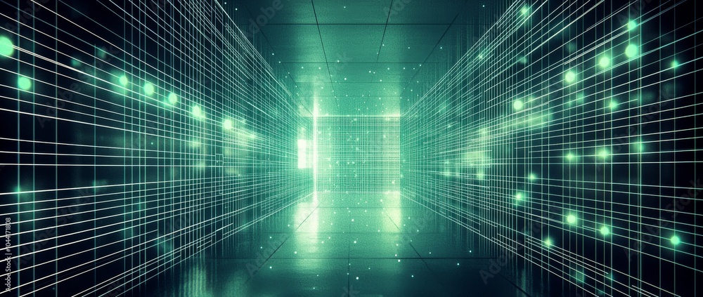 Poster dots and lines create a dynamic, perspective-based web, with dots and lines creating a dynamic, pers