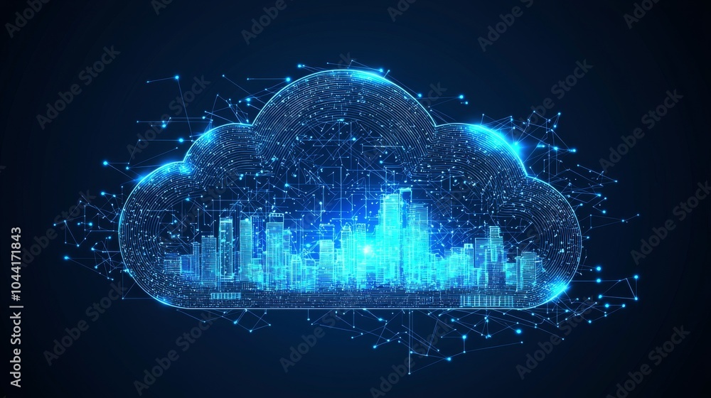 Poster platform for cloud architecture. concept for internet infrastructure. abstract background for techno