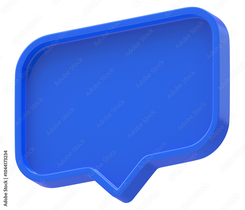 Fototapete 3d shape chat social media notification blue empty rectangle icon isolated transparent background 3d