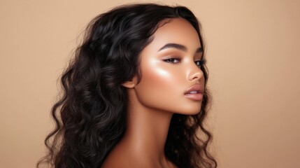 Naklejka premium Elegant Profile Portrait of a Woman